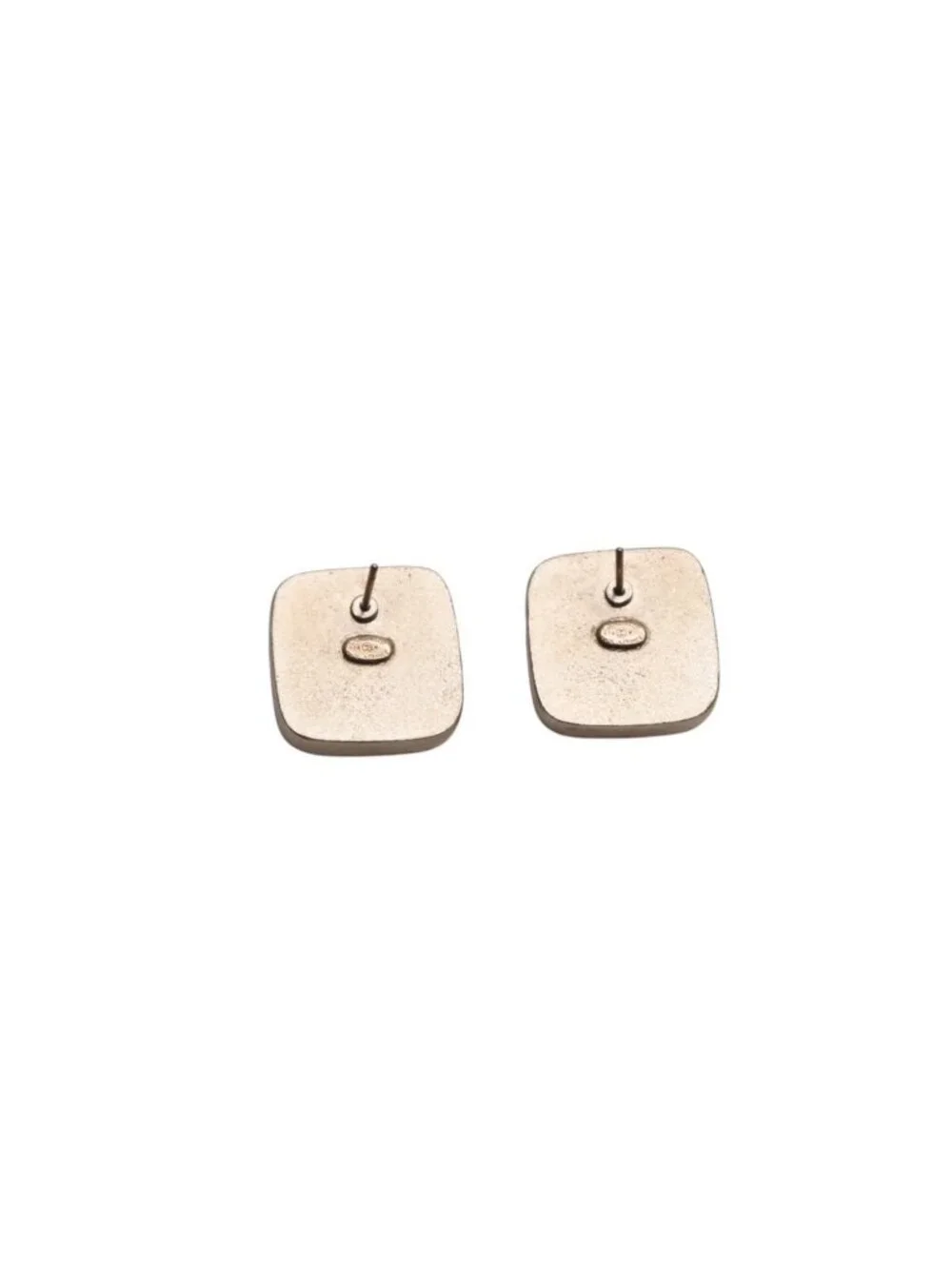 Chanel Earrings CC Logo Square Button Orange Gold